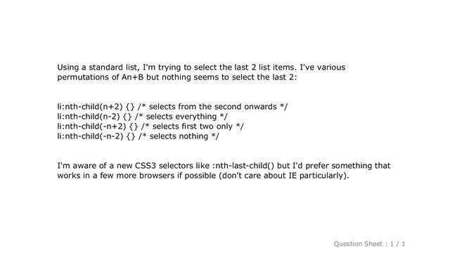 CSS : Is it possible to select the last n items with nth-child? смотреть онлайн