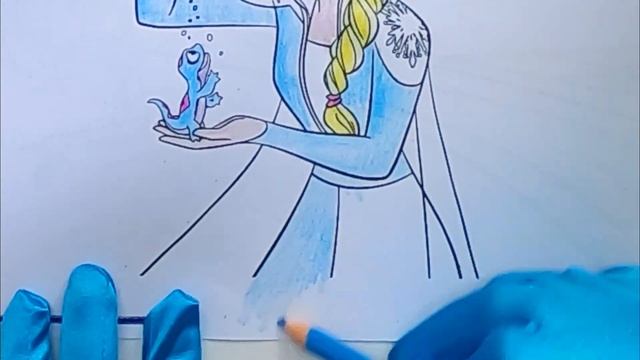 Elsa and Bruni / Frozen. Draw with pencils. Холодное сердце. Дух огня Бруни и Эльза . Раскраска смотреть онлайн