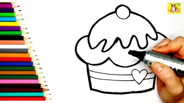 Как нарисовать Кекс.Рисунок раскраска для малышей.#рисунок#кекс# смотреть онлайн