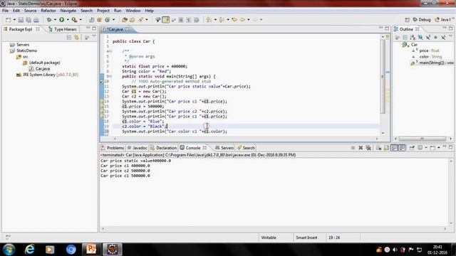 03-Core Java Tutorial static|instance variables|methods|final keyword|Eclipse example смотреть онлайн