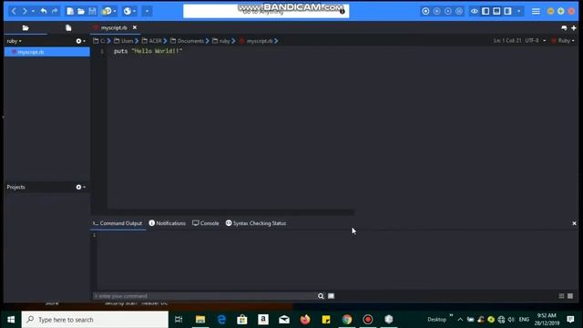 "Simple display of Hello World using ruby language in Komodo edit" смотреть онлайн