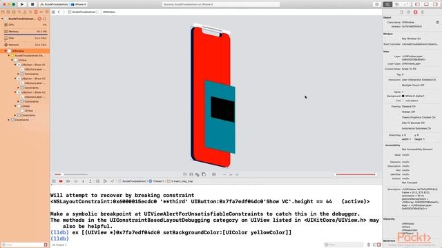 Troubleshooting with Xcode : View Hierarchy Debugger in 3D | packtpub.com смотреть онлайн