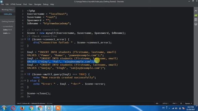 PHP mysql tutorial in Hindi | PHP Insert Multiple Records Into MySQL in Hindi смотреть онлайн
