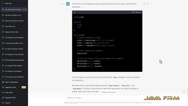Commandline arguments parsing program in Golang 1.20 смотреть онлайн