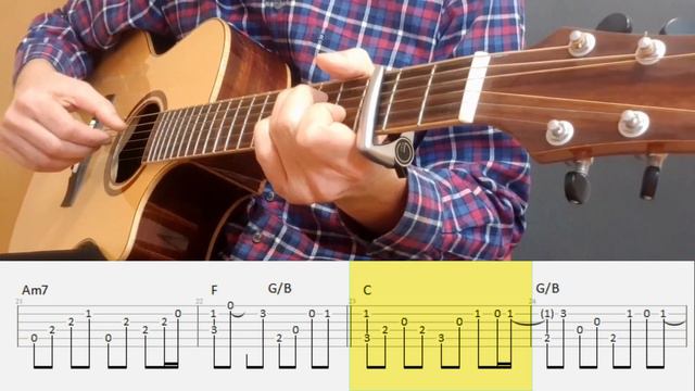 You're Beautiful - James Blunt - Fingerstyle Guitar Tutorial Tab смотреть онлайн