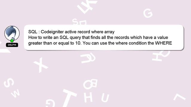 SQL : Codeigniter active record where array смотреть онлайн