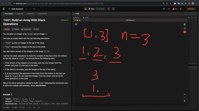LeetCode 1441 Build an Array With Stack Operations - python (на русском) смотреть онлайн
