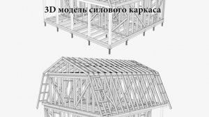 Проект каркасного дома 8*8метров с мансардой, крыльцом, балконом и ломанной крышей. Строй и Живи