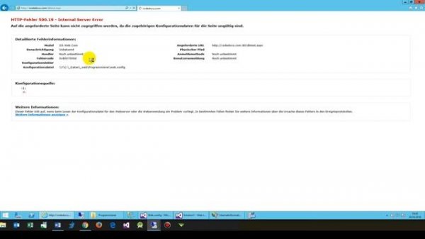 HTTP Error 500.19 Internal Server Error web.config 0x8007000d