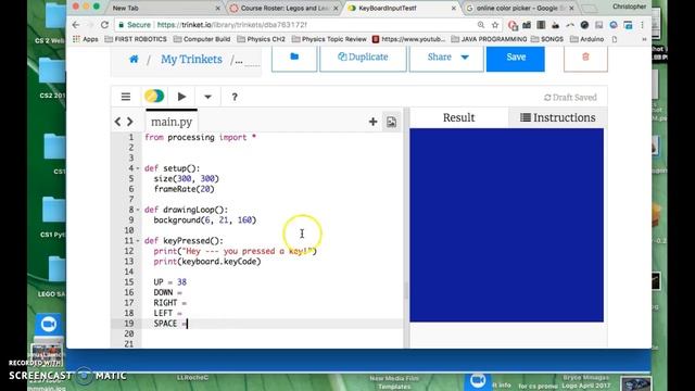 Trinket Python Processing Using keyboard.keyCode смотреть онлайн