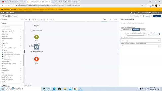 A2019 MS Word Package | How to Insert Text Bookmark position | Automation Anywhere смотреть онлайн