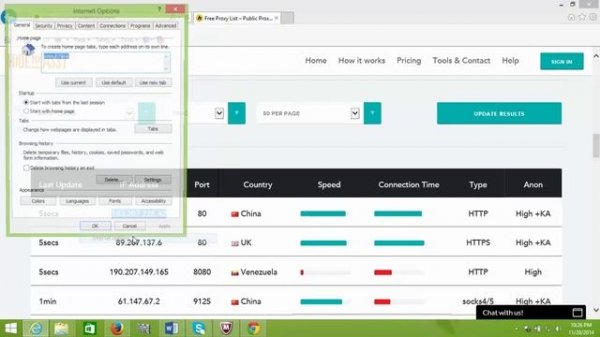 setting proxy IP address and port number in Internet explorer web browser