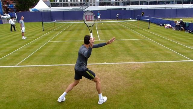 Milos Raonic Training on Grass Court Level View - Heavy Hitting ATP Tennis Practice смотреть онлайн