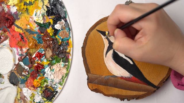 Woodpecker on a Branch - Acrylic painting / Homemade Illustration (4k) смотреть онлайн