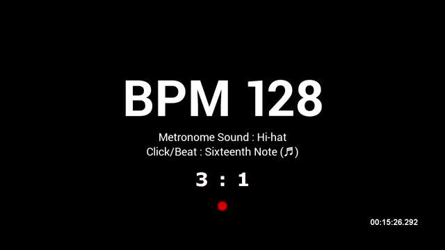 Metronome BPM 128 / Hi-hat / 16th (Half-opened) смотреть онлайн