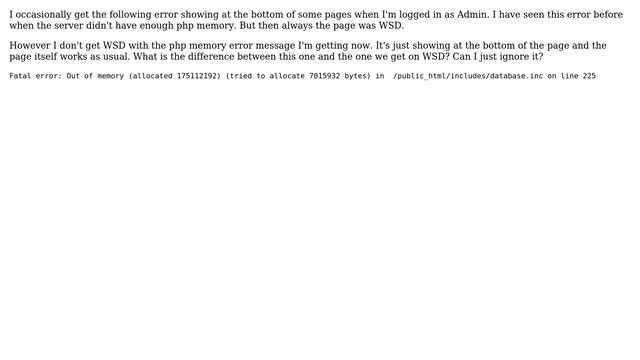 Drupal: Fatal memory Error at the bottom of the page but not WSD. What this means? смотреть онлайн