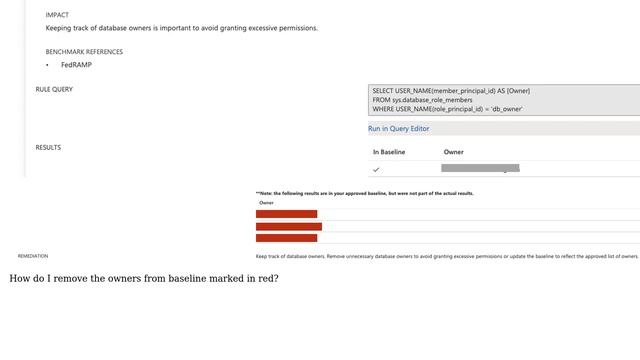 Databases: How do I update azure SQL baseline to remove certain db owners? смотреть онлайн