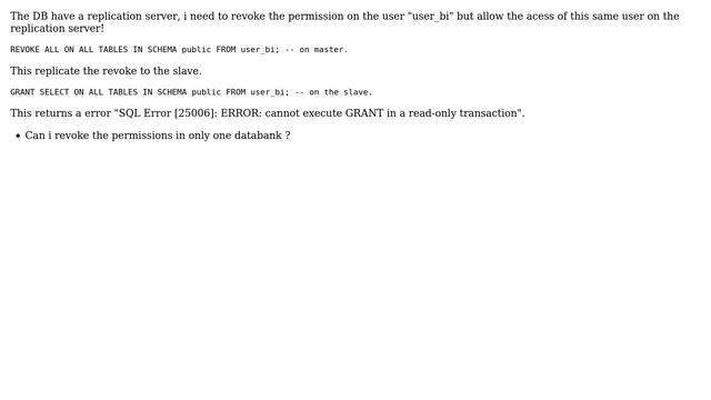 Databases: Postgres - Revoke database acess from user, but allow replication acess смотреть онлайн