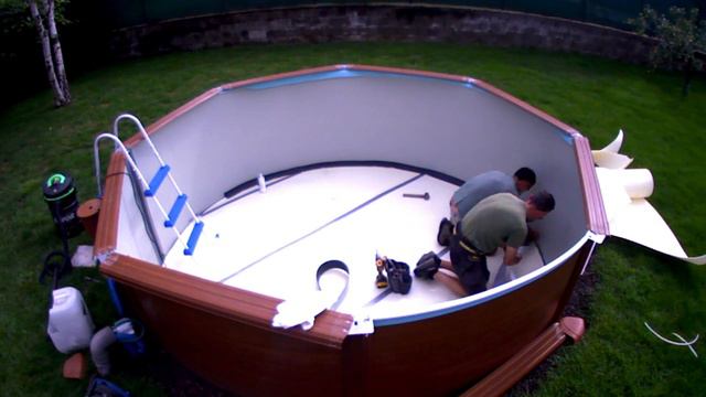 Montaggio liner maggiorato su una piscina in acciaio rotonda da m 3,5 di diametro смотреть онлайн