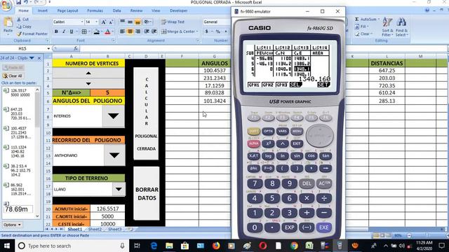 Poligonal Cerrada Casio 9860g SD vs Vba excel смотреть онлайн