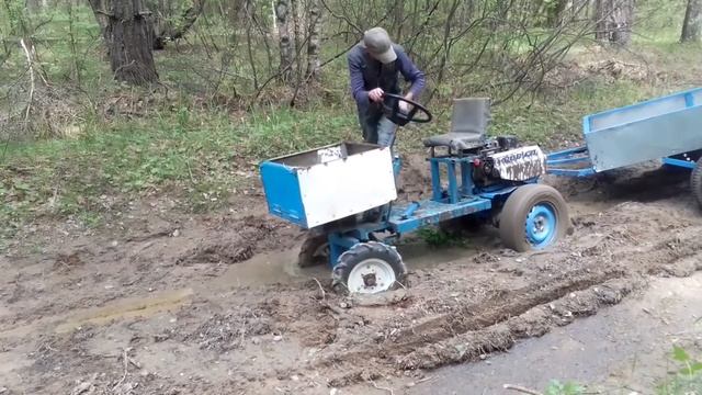 Как я не удачно съездил на мотоблоке с прицепом в лес/Деревенская жизнь. смотреть онлайн