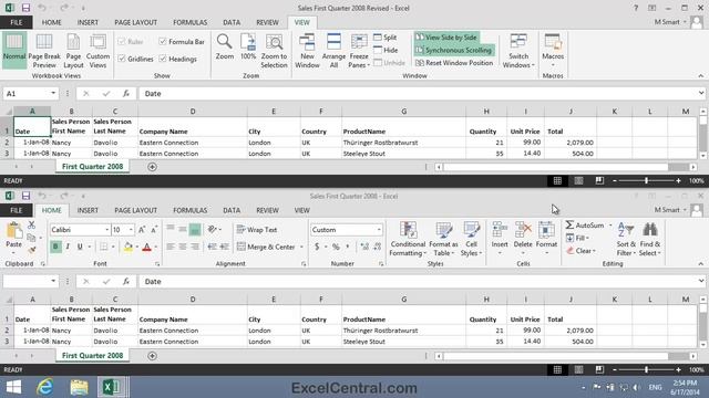 6-2: View Two Excel Workbooks Side By Side With Synchronous Scrolling смотреть онлайн