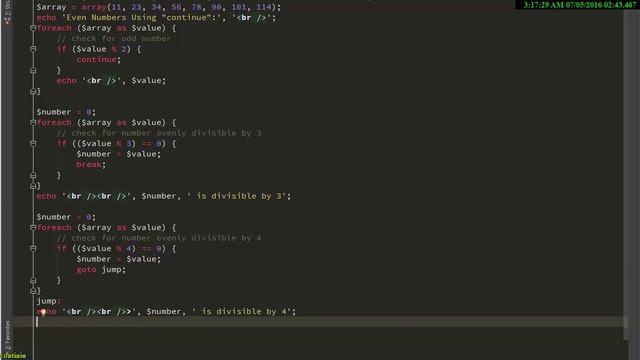 continue, break, goto command php смотреть онлайн