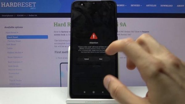 Xiaomi Redmi 9A Factory Reset by Menu