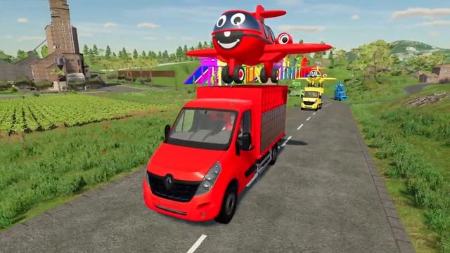 TRANSPORTING TOY PLANES & MINI VOLVO KRABAT TRACTORS WITH RENAULT TRUCKS ! - Farming Simulator 22 смотреть онлайн