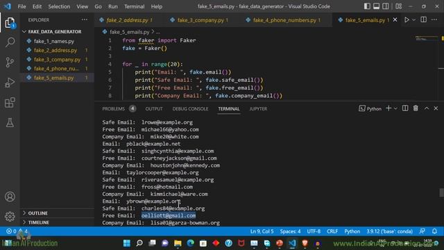 #6 Fake Emails Generate using Python Faker Library Tutorial смотреть онлайн