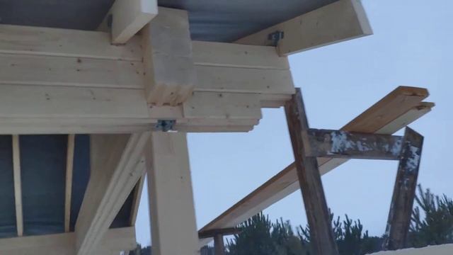 Монтаж стропильной системы и кровельного пирога в доме из клееного бруса! смотреть онлайн