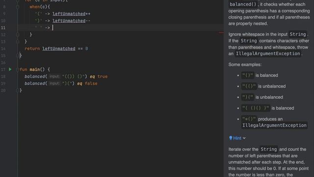 Kotlin - Check Balanced String Program смотреть онлайн