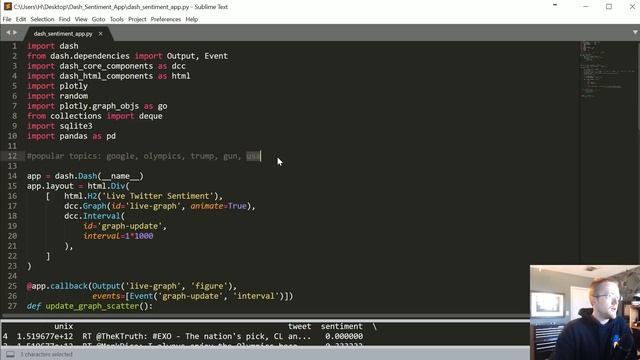Live Twitter Sentiment Graph - Data Visualization GUIs with Dash and Python p.9 смотреть онлайн
