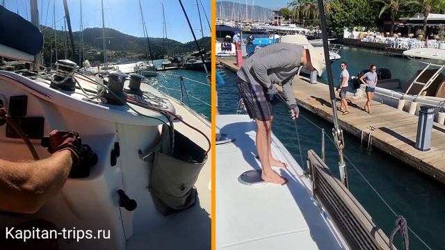 Показываю, как швартоваться на катамаране в сложное место. тренировки от Kapitan-trips смотреть онлайн