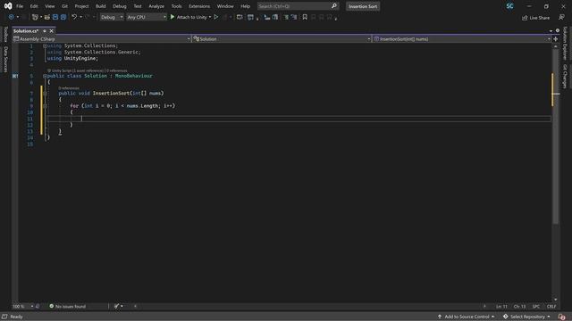 Sorting an Array using "Insertion Sort" | C# | Unity Game Engine смотреть онлайн
