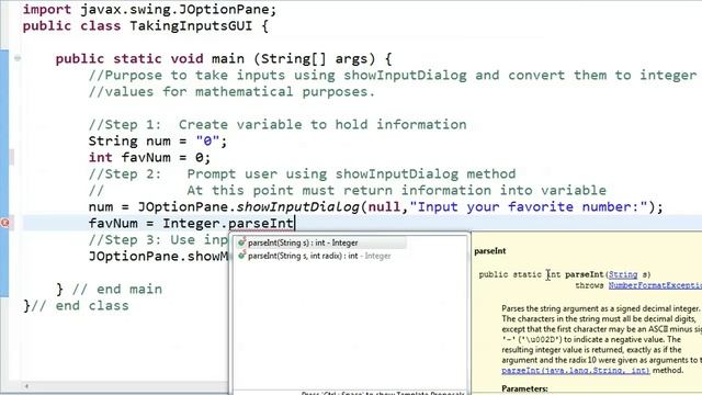 showInputDialog - Conversion String to int смотреть онлайн