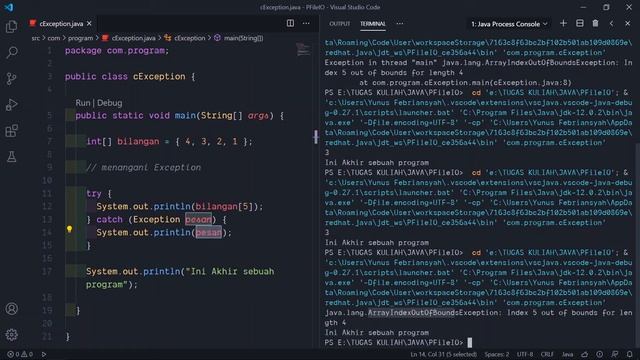 #12 EXCEPTION dan CARA PENANGANANNYA pada Bahasa Pemrograman JAVA | ALGORITMA PEMROGRAMAN 2 смотреть онлайн