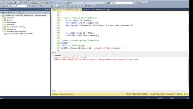 Cannot truncate table because it is being referenced by a FOREIGN KEY constraint - SQL Tutorial P70 смотреть онлайн