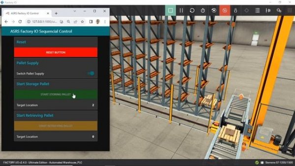 Factory IO: Automated Warehouse Part 2, Control using Node-Red