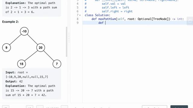 LEETCODE 124 BINARY TREE MAXIMUM PATH SUM PYTHON смотреть онлайн