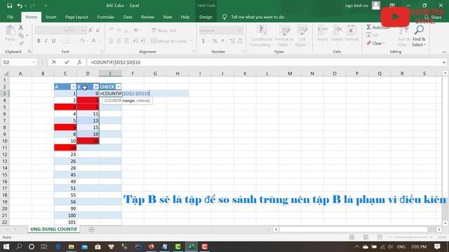 Excel Online Bài 4 - Hàm CountIF Bài Toán Tìm Và Xóa Dữ Liệu Trùng Giữa 2 Tập Data- Full HD 1080p смотреть онлайн