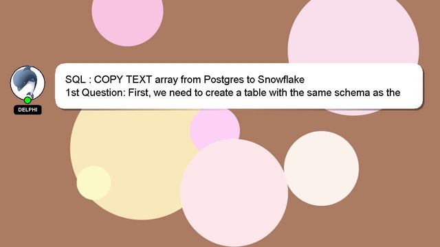 SQL : COPY TEXT array from Postgres to Snowflake смотреть онлайн