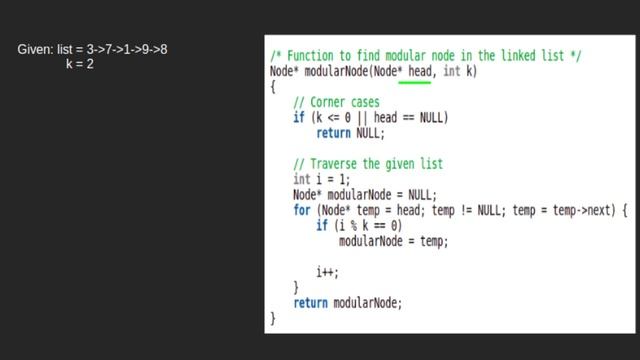 Find modular node in a linked list | GeeksforGeeks смотреть онлайн