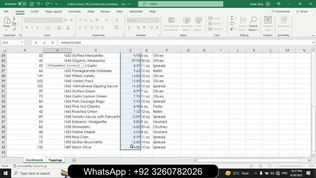 Excel_15G_Condiments_Inventory | Excel 15G Condiments Inventory смотреть онлайн