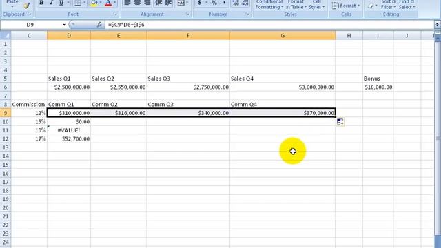 Excel 2007: Mixed References Formula Containg Both Absolute and Relative References смотреть онлайн