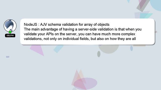 NodeJS : AJV schema validation for array of objects смотреть онлайн