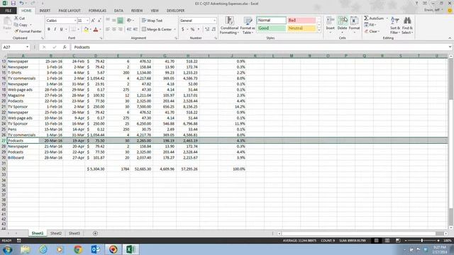 Excel 2013 Unit C - Video 5 Insert and Delete Rows and Columns смотреть онлайн