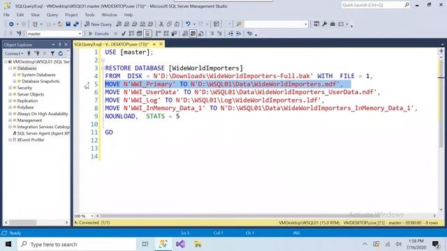 SQL Restore Database From .BAK File | with Different Name смотреть онлайн