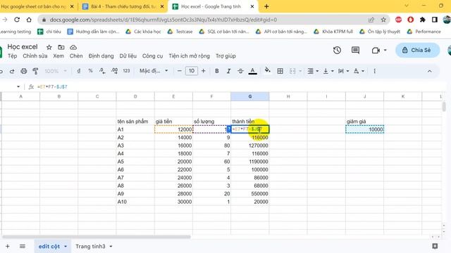 Học excel online (google sheet) - Bài 4 - Tham chiếu смотреть онлайн