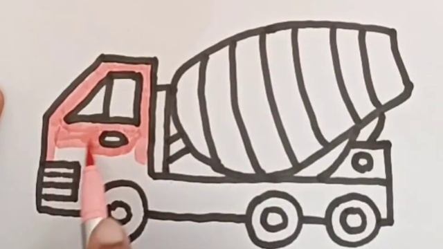 Bolalar uchun rasm chizish/Drawing Concrete mixer for children/Рисование Бетономешалка для детей смотреть онлайн